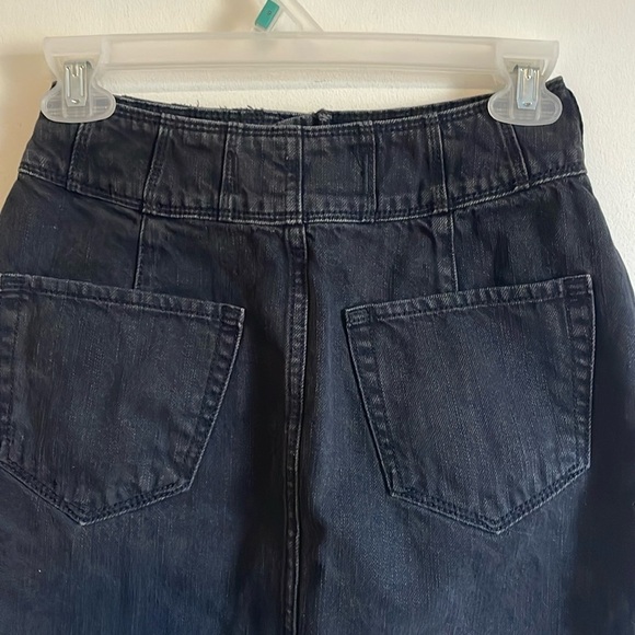 Hollister High Waist Denim Skirt 26 Black Jean 3 Frayed Faded Distressed Mini - Picture 8 of 13